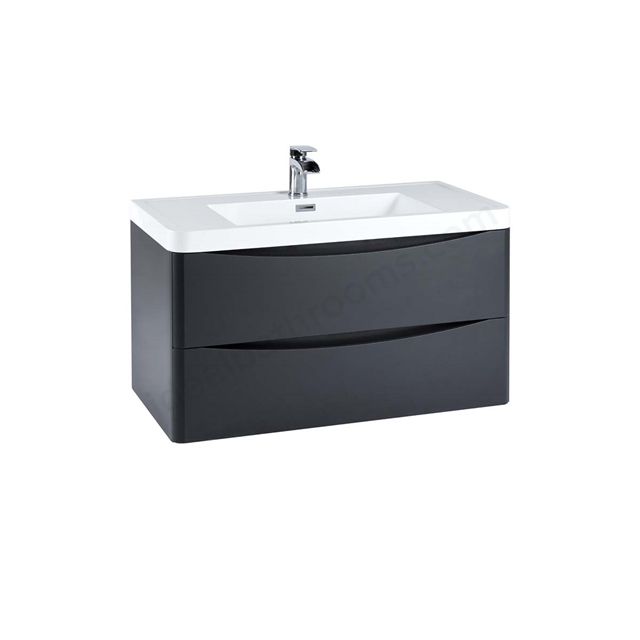 Scudo Bella 896mm x 450mm x 448mm Wall Mounted Vanity Unit - Matt Grey