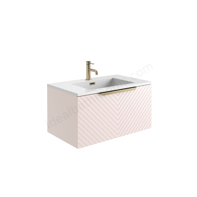 Scudo Chevron 790mm x 475mm x 397mm Wall Mounted Vanity Unit - Pink