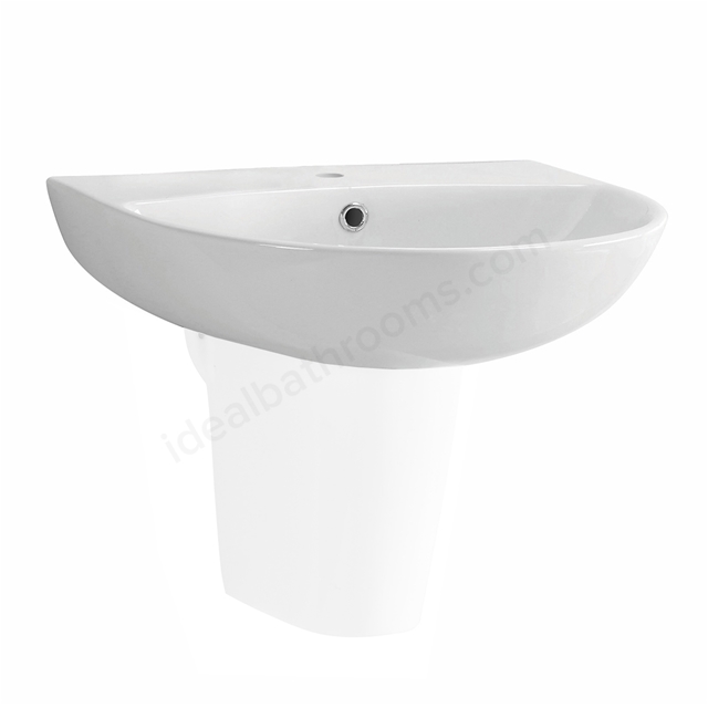 Scudo Deia / Belini 550mm x 460mm 1 Tap Hole Pedestal Basin - White