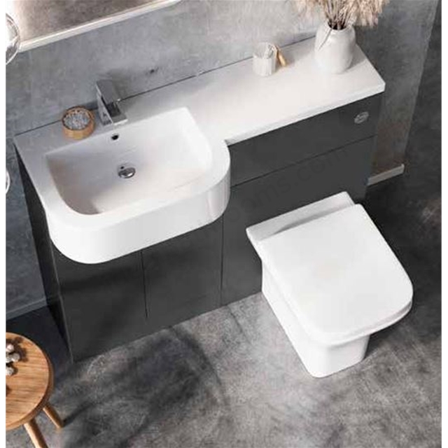 Scudo Carlo 1000mm x 400mm Countertop Basin; Left; 1 Tap Hole - White