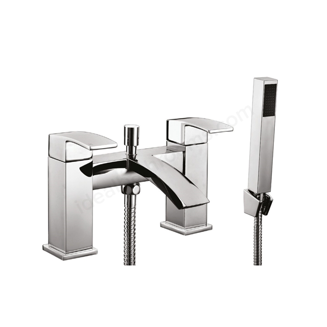 Scudo Descent 2 Tap Hole Deck Mounted Bath Filler w/ Handheld Shower - Chrome