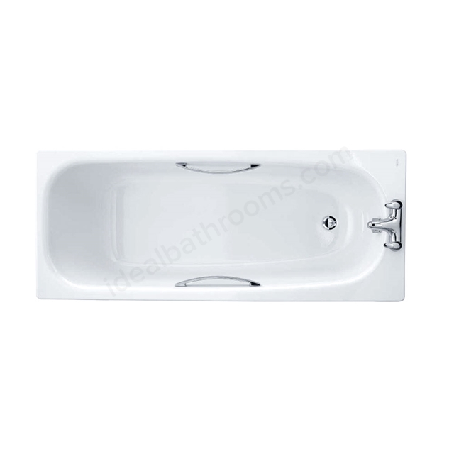 Twyford NEPTUNE 1500x700mm Rectangular Bath; Twin Grips; Anti Slip; 2 Tap Holes; White