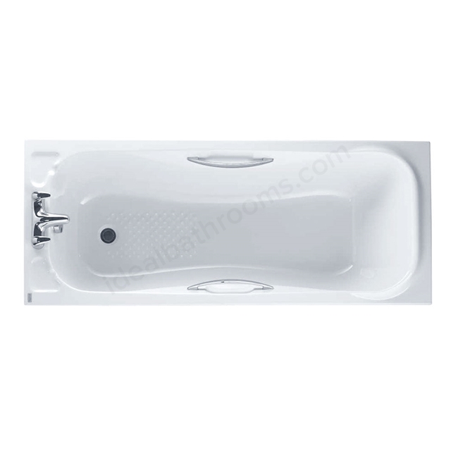 Twyford SIGNATURE 1700x700mm Rectangular Bath; Twin Grips; 2 Tap holes; White