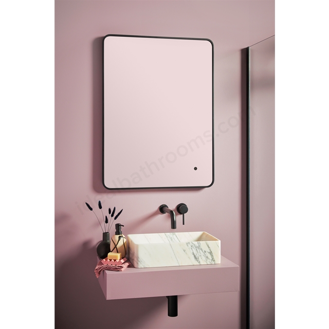 Scudo Alfie Soft 500mm x 700mm Square LED Mirror - Black