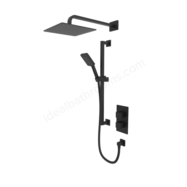 Tavistock Index Dual Function Shower System With Riser Kit & Overhead Shower Black