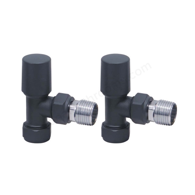 Scudo Carbon Anthracite Radiator Valve Straight 15mm (Pair)