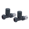 Scudo Carbon Anthracite Radiator Valve Angled 15mm (Pair)