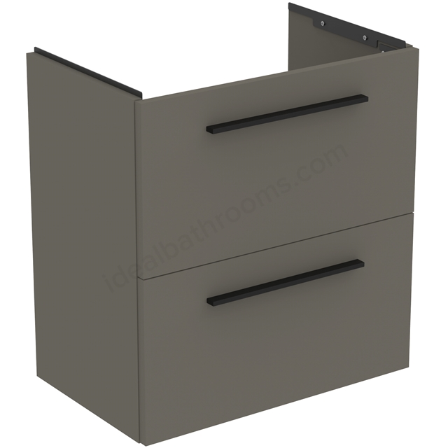 Ideal Standard i.life 600mm Compact Wall Hung Vanity Unit; 2 Drawers - Quartz Grey Matt