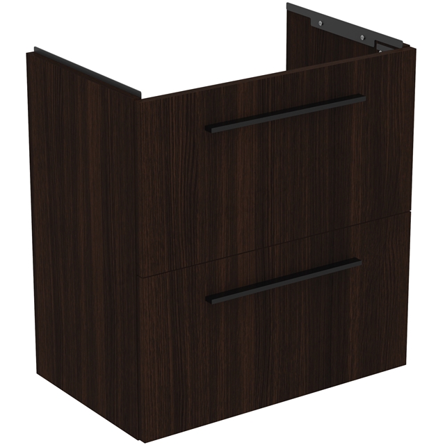 Ideal Standard i.life 600mm Compact Wall Hung Vanity Unit; 2 Drawers - Coffee Oak