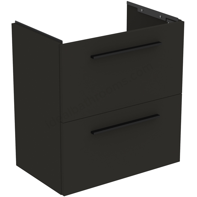 Ideal Standard i.life 600mm Compact Wall Hung Vanity Unit; 2 Drawers - Carbon Grey Matt