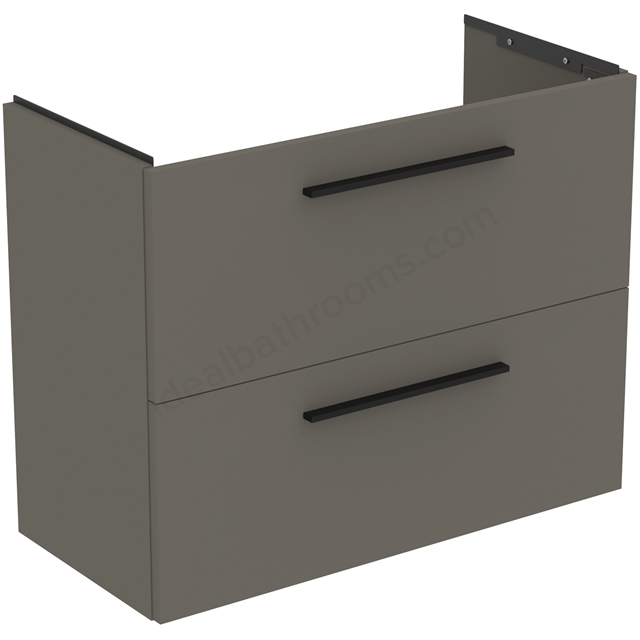 Ideal Standard i.life 800mm Compact Wall Hung Vanity Unit; 2 Drawers - Quartz Grey Matt