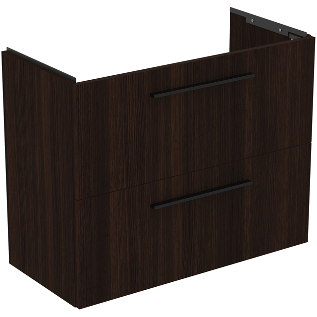 Ideal Standard i.life 800mm Compact Wall Hung Vanity Unit; 2 Drawers - Coffee Oak