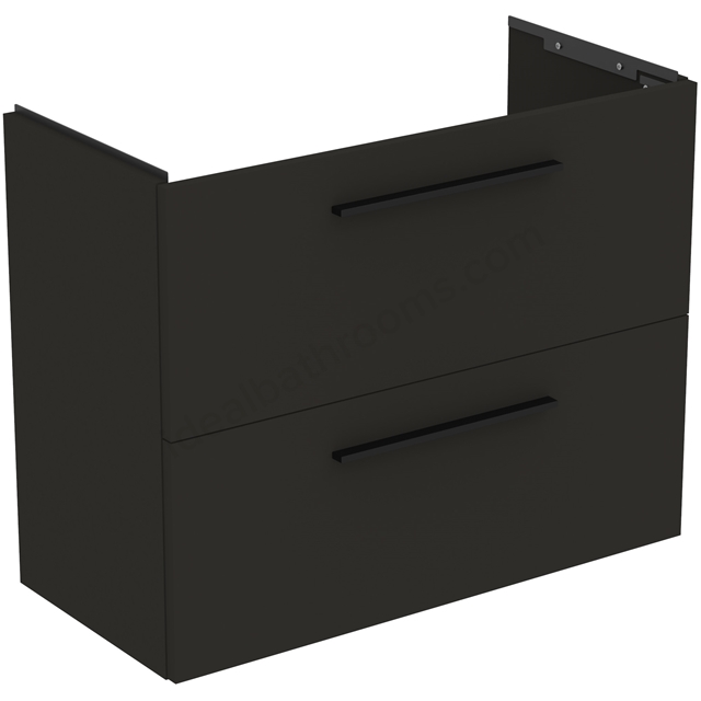 Ideal Standard i.life 800mm Compact Wall Hung Vanity Unit; 2 Drawers - Carbon Grey Matt