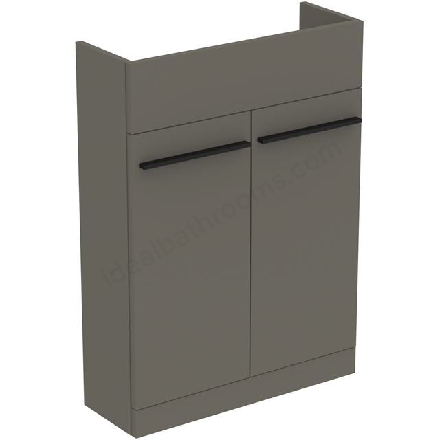 Ideal Standard i.life S 600mm Compact Semi Countertop Basin Unit with 2 Doors - Quartz Grey Matt