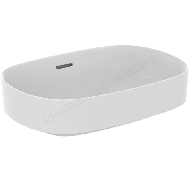 Atelier Linda X 55cm oval vessel washbasin with overflow; silk white