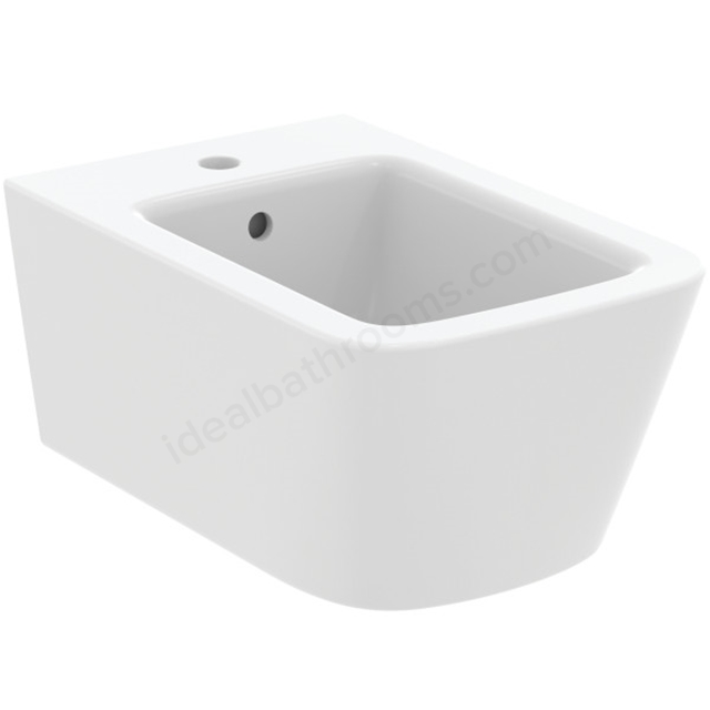 Atelier Blend Cube wall mounted bidet; 1 taphole; silk white