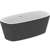 Atelier Dea 1700mm x 750mm freestanding double ended bath with clicker waste and integrated slotted overflow - Matt White / Black 