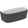 Atelier Dea 1800mm x 800mm wall double ended bath with clicker waste and integrated slotted overflow - Matt White / Black