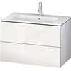 Duravit L cube vanity unit; wall hung; White Gloss; 2 Drawers; 820mm