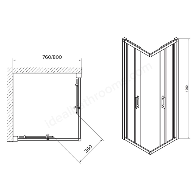 Twyford Geo6 800x800mm Sliding 2 Door Corner Entry Enclosure 6mm