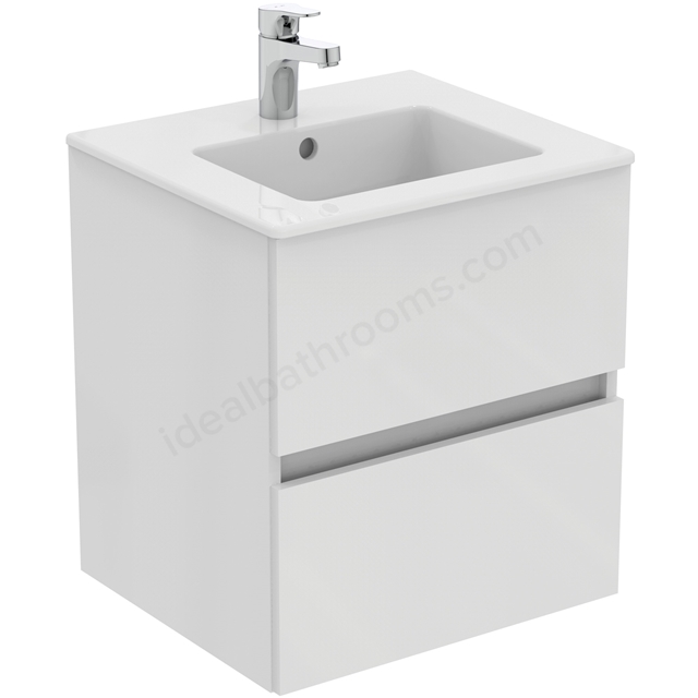Ideal Standard Eurovit+ 500mm Wall Mounted Vanity Unit with 2 Drawers - Gloss White
