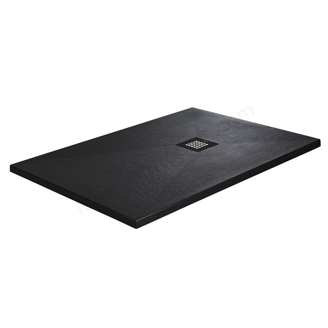 Just Trays Naturals Stone Effect 1400mm x 1000mm Shower Tray w/ Waste - Howarth Black