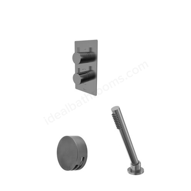 Tavistock Quantum Dual Function Shower System With Overflow Bath Filler & Deck Mounted Handset - Gunmetal