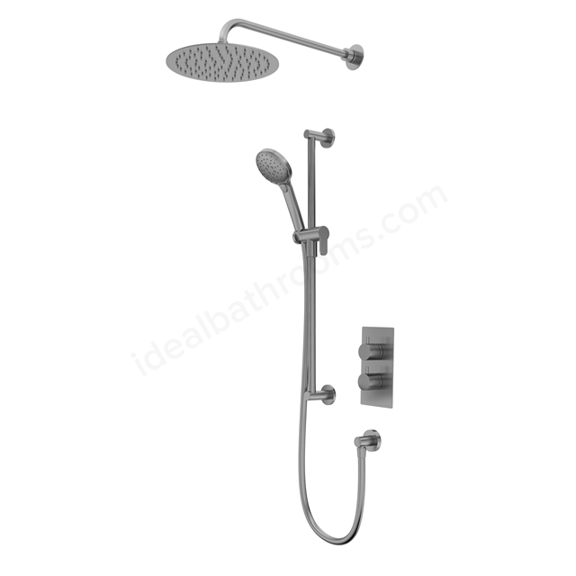 Tavistock Quantum Dual Function Shower System With Riser Kit & Overhead Shower - Gunmetal