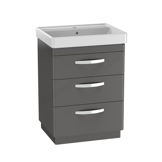 Tavistock Compass 600mm Floorstanding Unit with 3 Drawers - Gloss Clay 