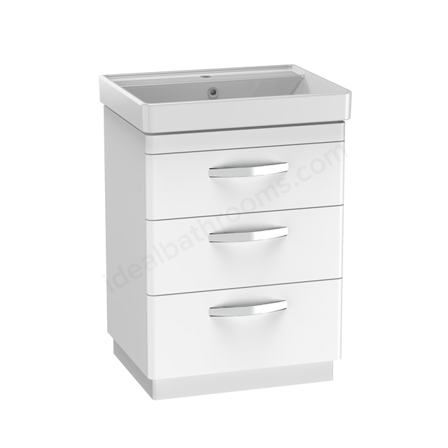 Tavistock Compass 600mm Floorstanding Unit with 3 Drawers - White