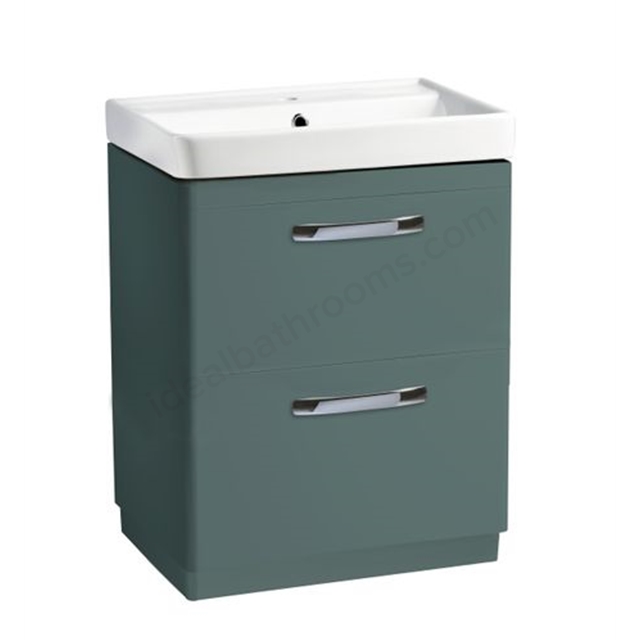 Tavistock Compass 600 Double Drawer Floor Mounted Vanity Unit - Viridian Green