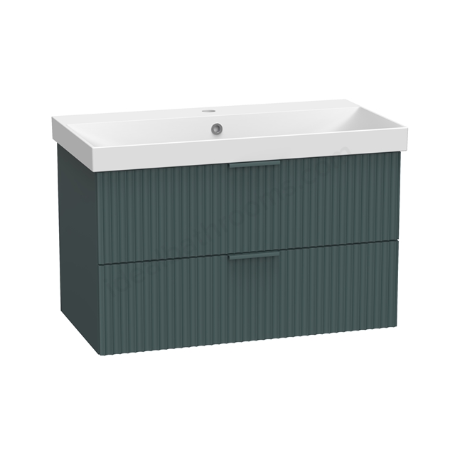 Tavistock Cadence Fluted 800 Wall Mounted Vanity Unit - Viridian Green