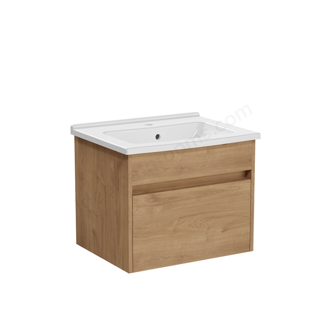 VitrA S50+ 600mm 1 Drawer Vanity Unit - Golden Oak