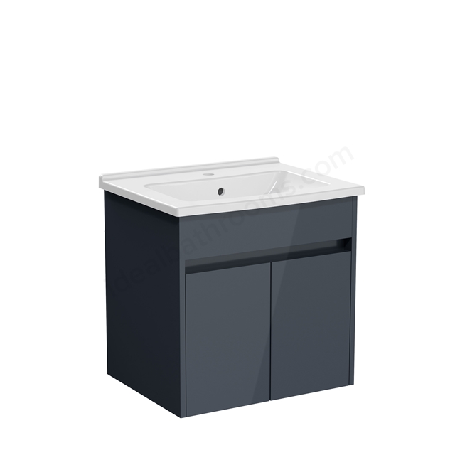 VitrA S50+ 600mm Vanity Unit w/ Doors - Anthracite High Gloss