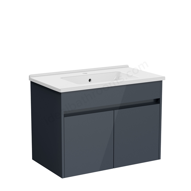 VitrA S50+ 800mm Vanity Unit w/ Doors - Anthracite High Gloss