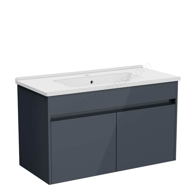 VitrA S50+ 1000mm Vanity Unit w/ Doors - Anthracite High Gloss