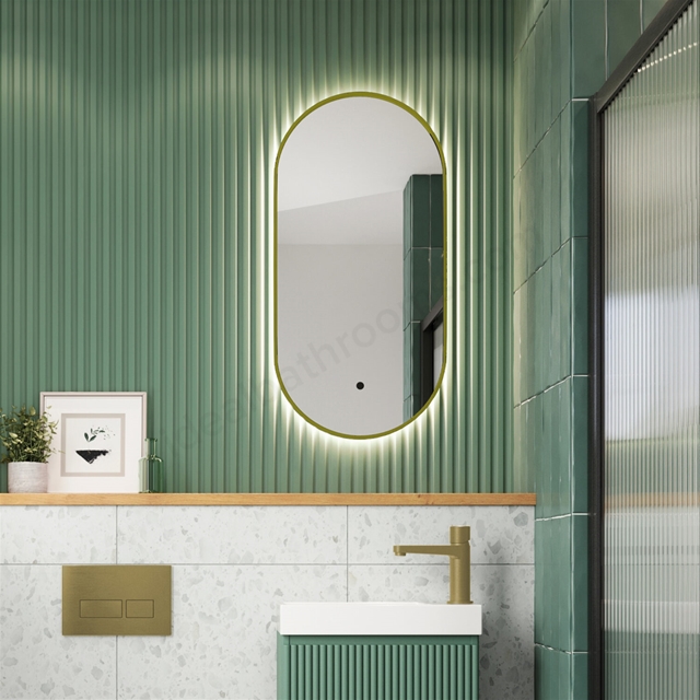 Scudo Aubrey LED Cloakroom Mirror 400x800 Brushed Brass