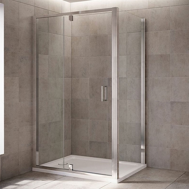 Mira LEAP Inline Pivot Shower Door; 6MM Glass; 1200mm Wide; Chrome