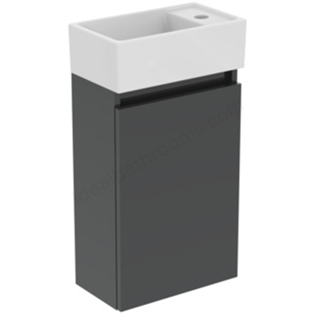 Ideal Standard Eurovit+ 370mm x 670mm x 210 Guest Washbasin Unit w/ 1 Door & i.life S Right Handed Basin - Mid Grey