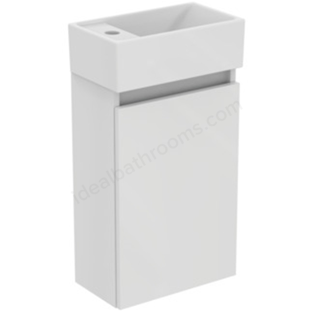 Ideal Standard Eurovit+ 370mm x 670mm x 210 Guest Washbasin Unit w/ 1 Door & i.life S Left Handed Basin - Gloss White