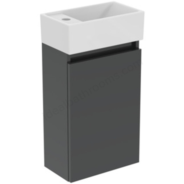 Ideal Standard Eurovit+ 370mm x 670mm x 210 Guest Washbasin Unit w/ 1 Door & i.life S Left Handed Basin - Mid Grey