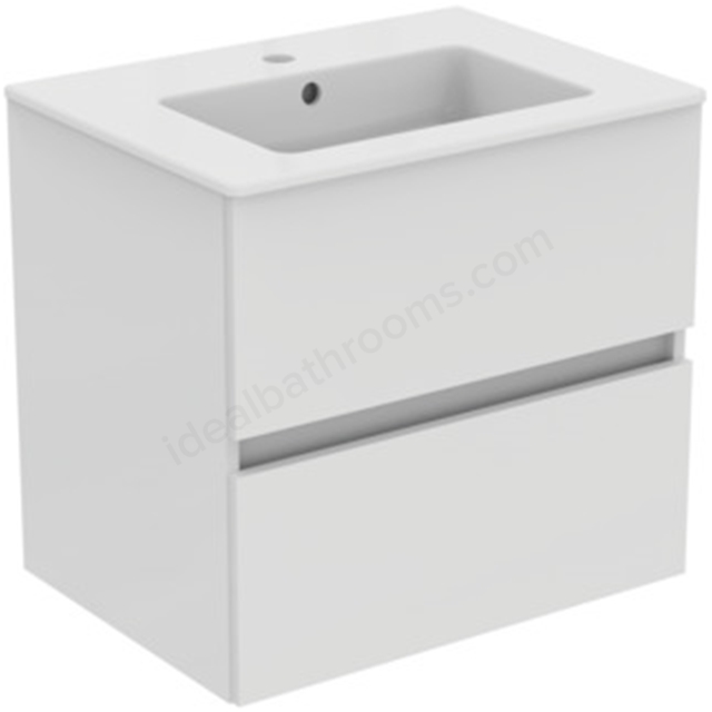 Ideal Standard Eurovit+ 600mm Wall Mounted Vanity Unit w/ 2 Drawers & Inlcuded Basin - Gloss White