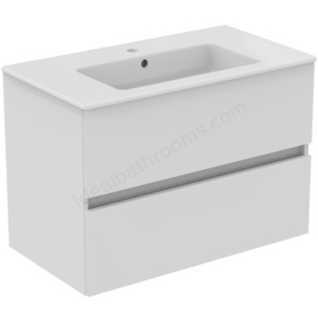 Ideal Standard Eurovit+ 800mm Wall Mounted Vanity Unit w/ 2 Drawers & Inlcuded Basin - Gloss White