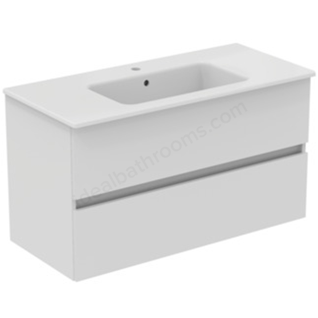 Ideal Standard Eurovit+ 1000mm Wall Mounted Vanity Unit w/ 2 Drawers & Inlcuded Basin - Gloss White