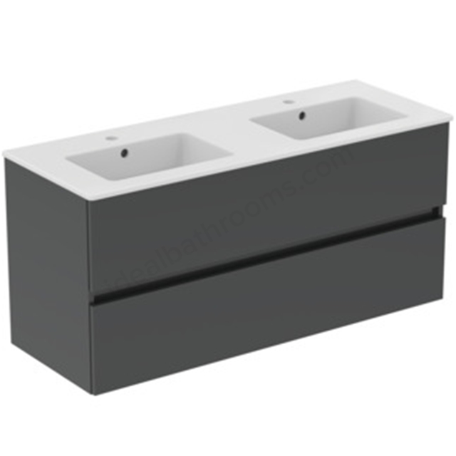 Ideal Standard Eurovit+ 1200mm Wall Mounted Vanity Unit w/ 2 Drawers & Inlcuded Basin - Mid Grey