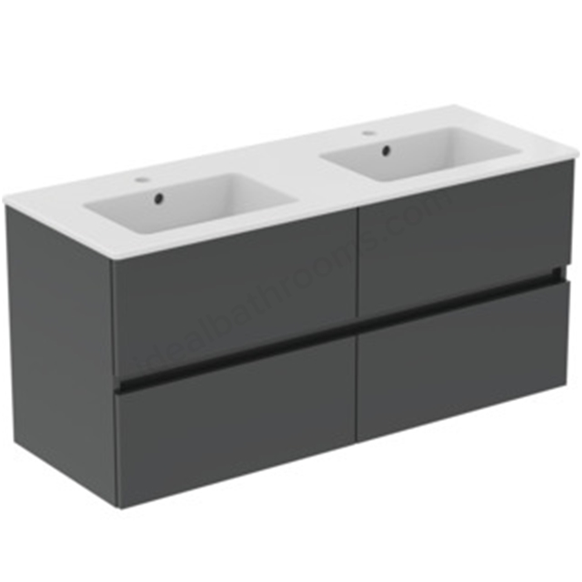 Ideal Standard Eurovit+ 1200mm Wall Mounted Vanity Unit w/ 4 Drawers & Inlcuded Basin - Mid Grey