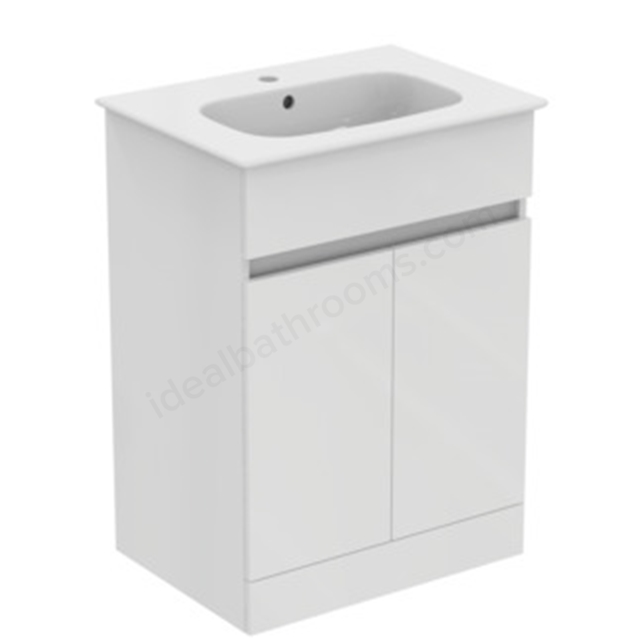 Ideal Standard Eurovit+ 600mm 2 Door Floor Standing Vanity Unit w/ Basin - Gloss White