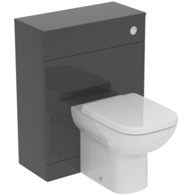 Ideal Standard Eurovit+ 650mm WC Unit w/ 6/4 or 4/2.6 Litre Adjustable Cistern, i.Life A Back to Wall Pan & Seat - Mid Grey