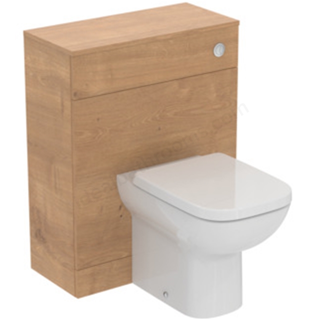 Ideal Standard Eurovit+ 650mm WC Unit w/ 6/4 or 4/2.6 Litre Adjustable Cistern, i.Life A Back to Wall Pan & Seat - Natural Oak