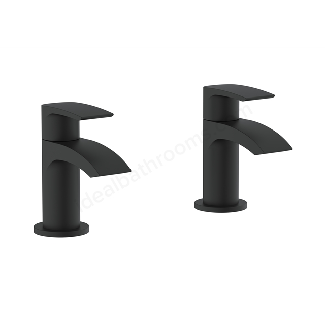 Swan Linford Electroplated Tap Pair for 2 Tap Hole Basin w/ Pop Up Waste - Black